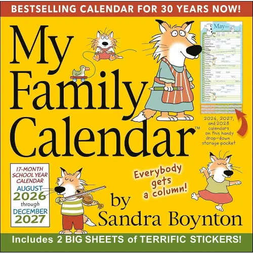 Sandra Boynton's 17-Month 2026-2027 My Family Wall Calendar with Stickers
