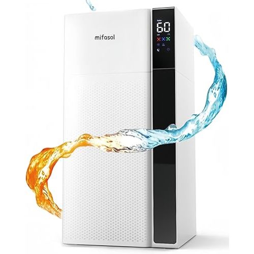Warm and Cool Mist Humidifier Large Room, 5.3Gal/20L Whole House Humidifiers for Home, Quickly & Evenly Humidify Larger Areas, Top Fill, Dual Mist Nozzles and Atomizers, Office Plants, White