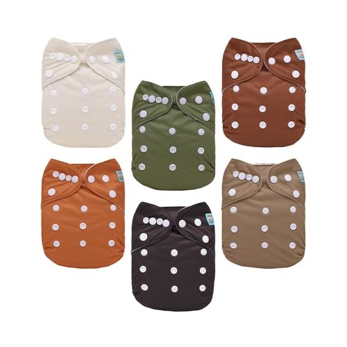 ALVABABY Baby Cloth Diaper 6 Pack with 12 Inserts (Colors 112)