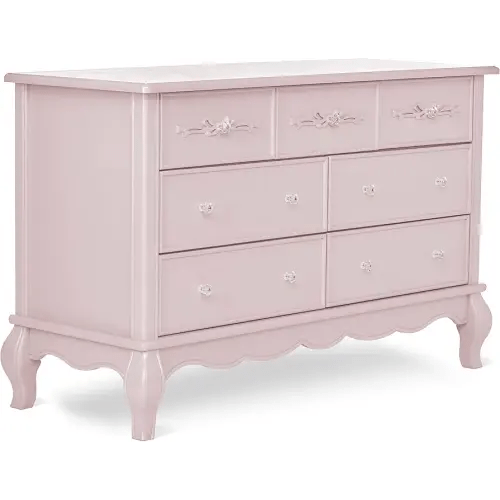 Evolur Aurora 7 Drawer Double Dresser, Dusty Rose