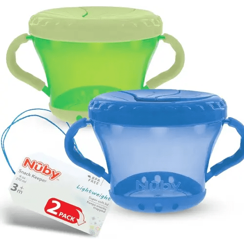 Nuby 2-Pack Snack Keepers, Blue and Green