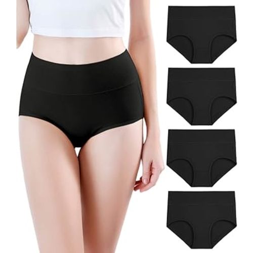 wirarpa Women's Modal Underwear Soft High Waist Briefs Ladies Panties 4 Pack (Regular & Plus Size)