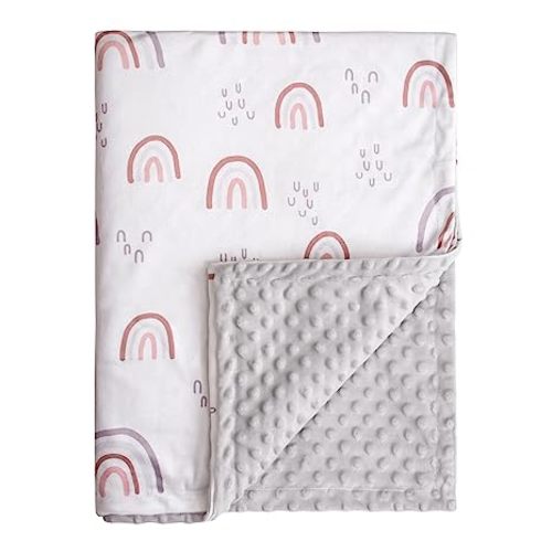 Baby Blankets for Girls, Rainbow Super Soft Nursery Minky Blanket for Newborn Baby, Double Layer with Dotted Backing, Essentials Receiving Bed Throw Blanket Stroller Crib Shower Gifts, 30 x 40 Inch