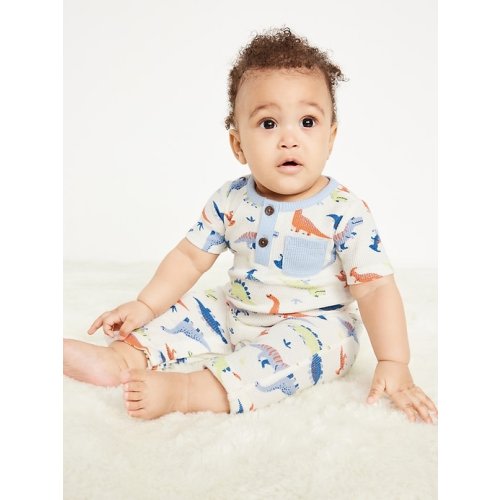 Unisex Waffle-Knit Henley Bodysuit for Baby