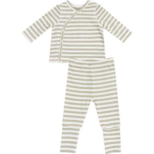 Lounge Wear Set, Stripe Sage - Angel Dear | Maisonette