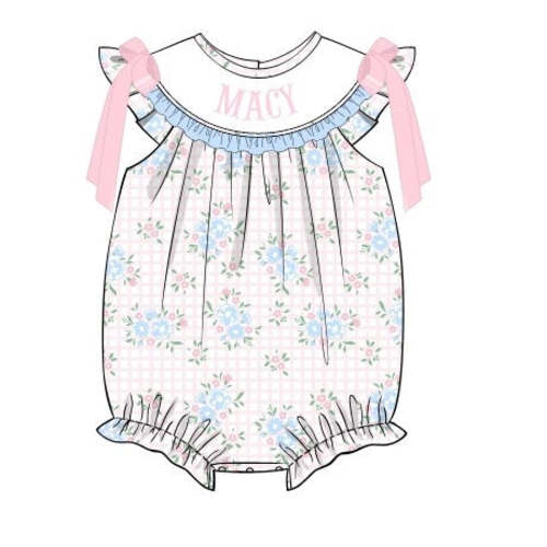 CUSTOM PREORDER: Custom Name Pink Gingham Floral Bubble