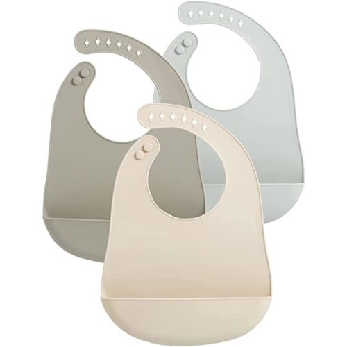 PandaEar (3 Pack) Cute Super Thin Light Weight Silicone Baby Bibs for Babies & Toddlers (10-72 Months) Waterproof, Soft