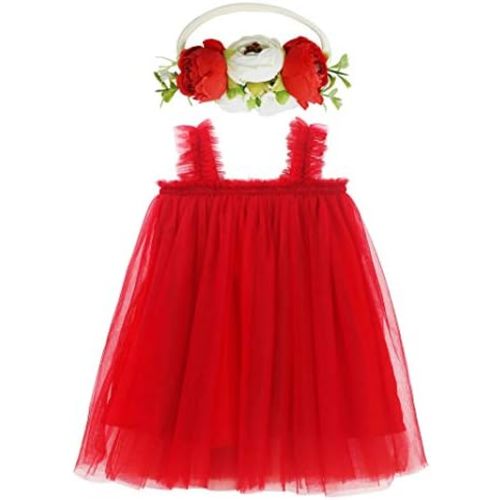 BGFKS Layered Tulle Tutu Dress for Toddler Girls,Baby Girl Rainbow Tutu Princess Skirt Set with Flower Headband.