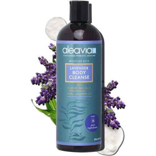 Aleavia Lavender Body Cleanse – Organic & All-Natural Prebiotic Body Wash, Scented with Pure Essential Oils – Nourish Your Skin Microbiome – 16 Oz.