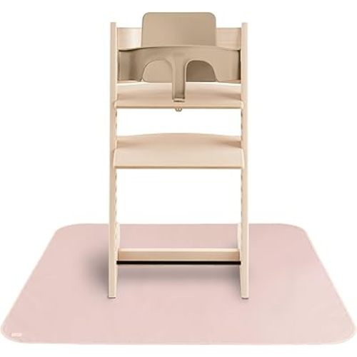 mushie Baby Splat Mat 42.5x42.5 Inch (Blush)| Water Resistant for Under High Chair and Infant Play