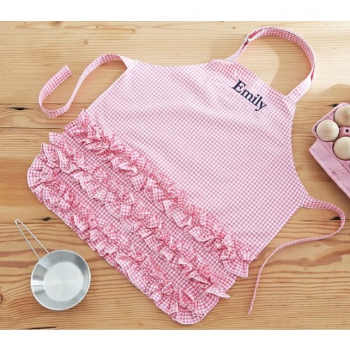 Pink Ruffle Gingham Apron | Pottery Barn Kids
