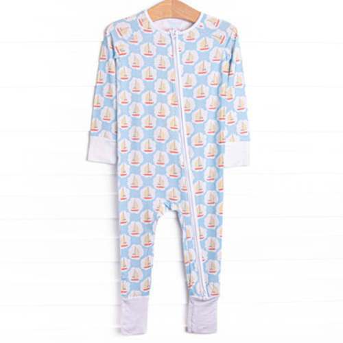 Scalloped Sails Bamboo Zippy Pajama, Blue – Stitchy Fish