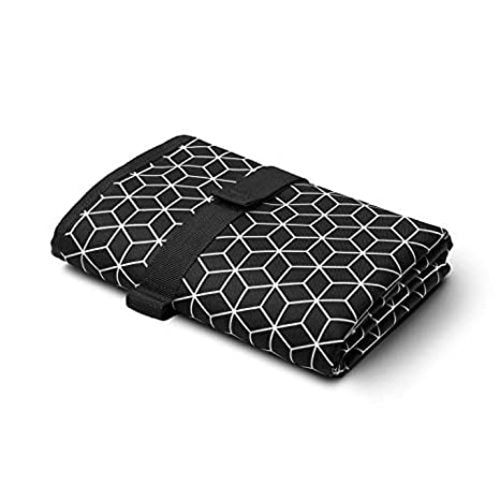 Toolik Baby Diaper Changing Pad, Extra Large (27.5 x 19.7 inch) Waterproof Mat for Stroller Walks or Diaper Bag, Fits Newborn and Toddler for Quick Change on The go, Black with 3D Cube