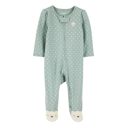 Polka Dot 2-Way Zip Cotton Sleep & Play Pajamas - Green - Carter's | Carter's