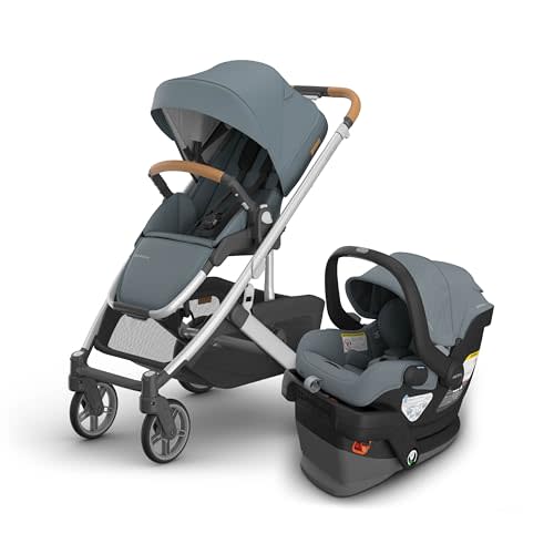 UPPAbaby Cruz V3 Stroller + Mesa V3 Car Seat Travel System Combo – Toddler Seat, Bumper Bar, Bug and Rain Shields, Car Seat Base, and Infant Insert Included – Callum (Stone Blue)