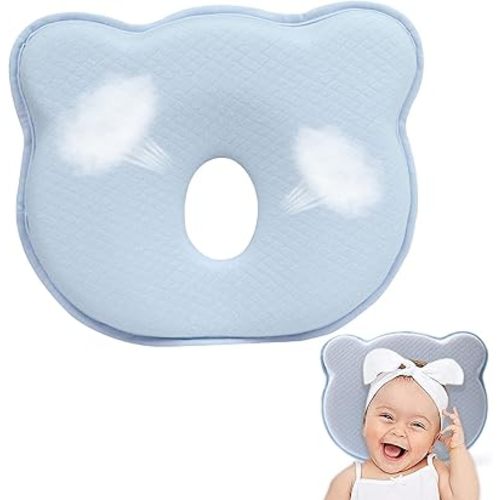 Breathable Memory Foam Pillow Soft and Cozy Cartoon Prеvents FΙat hеad and Shapеs hеad Hеad Pillow for Small Boys and Girls(Blue)