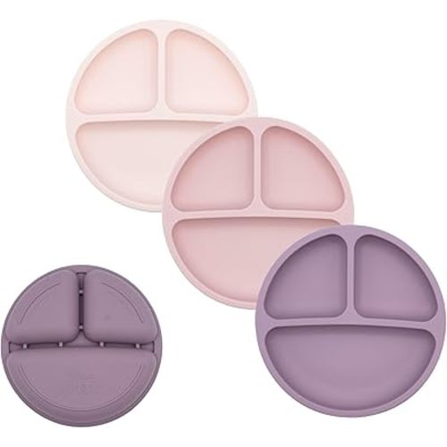 WeeSprout Silicone Divided Plates (No Lids), 100% Food Grade Silicone Plates for Toddlers & Kids, Dishwasher & Microwave Safe