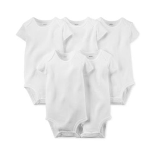 Baby Boys or Baby Girls Solid Short Sleeved Bodysuits, Pack of 5