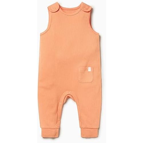 MORI Baby Unisex Ribbed Overalls with Shoulder Snaps and Pocket