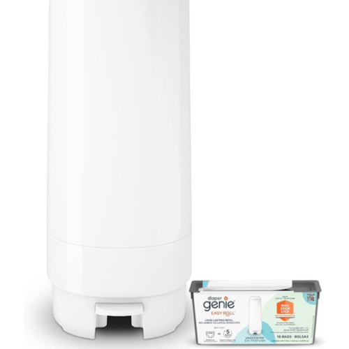 Diaper Genie Signature Pail Includes 1 Easy Roll Refill with 18 Bags | Holds Up to 846 Newborn-Sized Diapers Per Refill