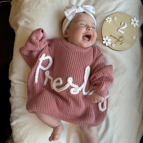 Baby Monthly Milestone Sweater, Baby Monthly Milestone Marker, Announcement Baby Sweater, Newborn Photography Prop, Newborn Gift