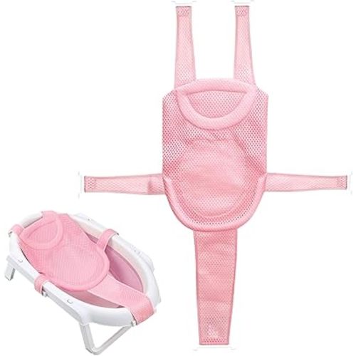 Colorlife Baby Bath Seat Support Net Infant Bathing Seat Support Mat, Adjustable Comfortable Non-Slip Five-Pointed Baby Shower Net Bathtub Sit Up Mesh for Newborn 0-6 Months-Pink(No Bathtub)