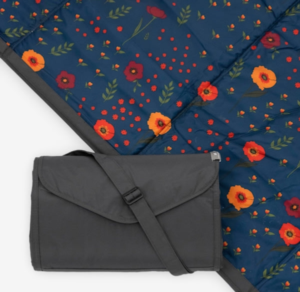 Little Unicorn Outdoor Blanket - Midnight Poppy, 5 X 7 Ft