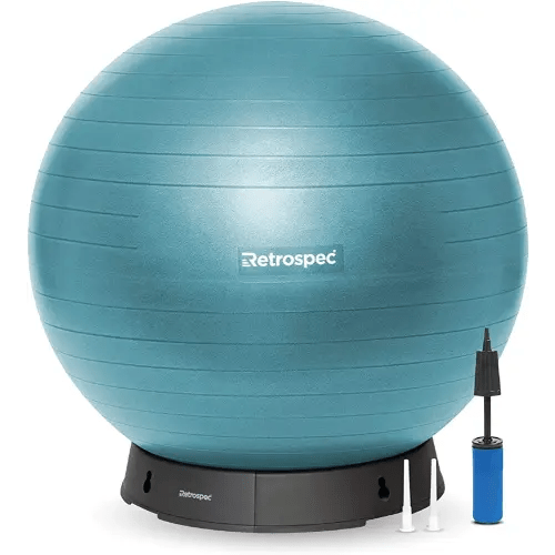 Retrospec Luna Exercise Ball, Base & Pump/Ball & Pump with Anti-Burst Material - Fitness Gym Swiss Ball - Perfect for Balance, Stability, Yoga, Pilates, Pregnancy & Birthing