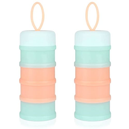 Accmor 4 Layers Baby Milk Powder Formula Dispenser, Stackable Formula Container for Travel, Non-Spill Baby Snack Storage Container,BPA Free,2 Pack