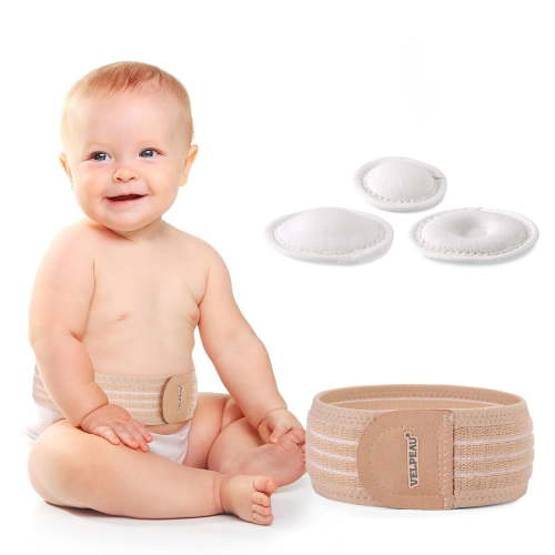 Velpeau Umbilical Hernia Belt Baby Newborn -with 3 Different Shaped Compression Pads, Belly Button Navel Band Wrap Truss Abdominal Binder Support for Infant, Children, One Size 15-20"