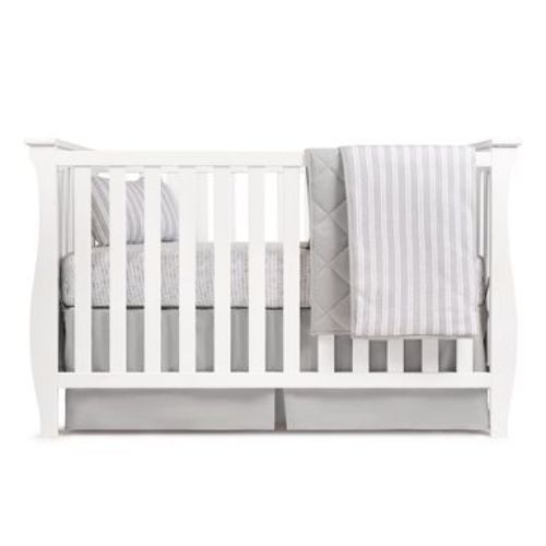 Ely's & Co. Baby Crib Bedding Sets Includes Crib Sheet, Quilted Blanket, Crib Skirt, and Baby Pillowcase (Grey Bamboo Design 4 Piece Set)