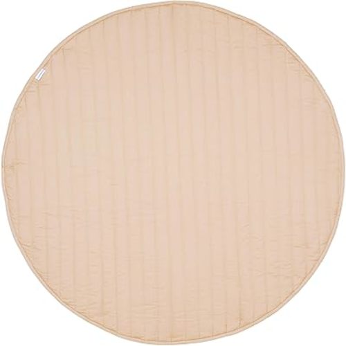 Toddlekind Organic Cotton Reversible Play Mat – 48" Handmade Blanket for Floor Activities, Tummy Time, Nursery Decor, and Family Comfort 0m+ Sandstone (Beige)