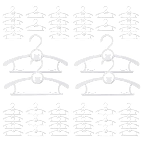 40 Pack Baby Hangers for Closet Plastic Kids Hangers Clothes Space Saving Hangers Non Slip Extendable Baby Hangers for Nursery Toddler Heavy Duty Clothing Hangers Bulk, White