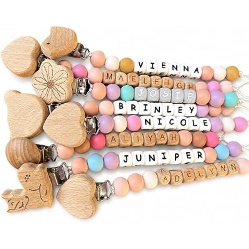 Personalized Custom Pacifier Clip Boys and Grils, Paci Binky Holder Custom Name Baby Gift, Baby Shower Gift, New Birth Gift, Newborn Gift, Rainbow Baby