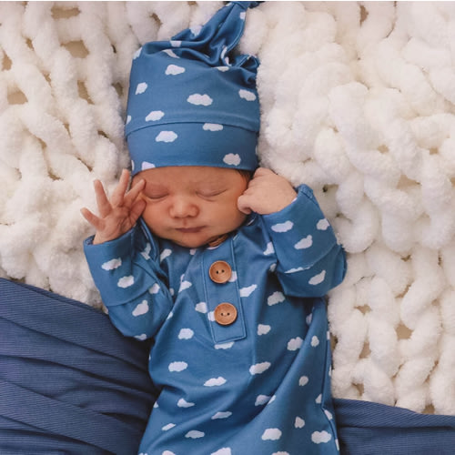 Sweet Dreams Newborn Baby Knot Gown & Hat