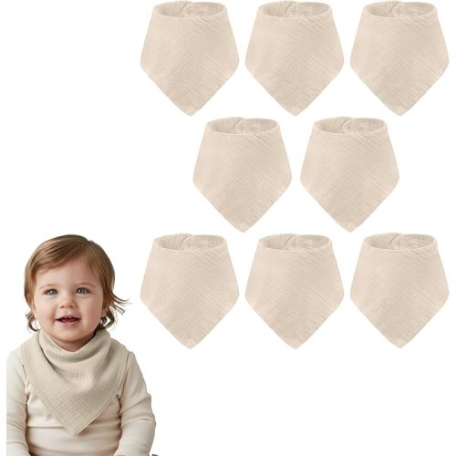 Muslin Baby bibs for drooling and teething, 100% cotton, Bibs for baby girl, Muslin bibs for boys (8 Pack)