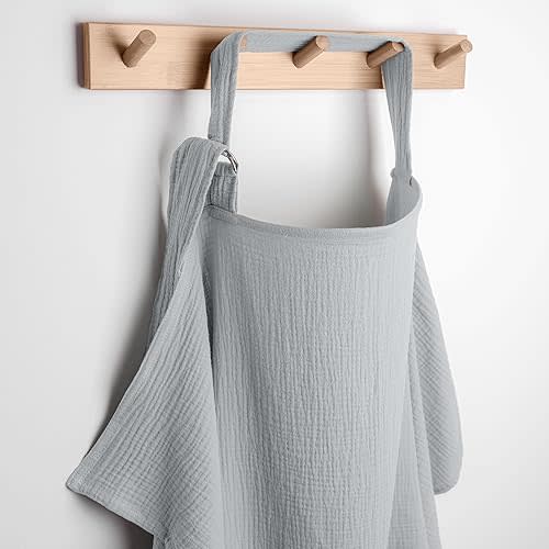 Comfy Cubs Muslin Nursing Cover, Pack of 1, 100% Muslin Breastfeeding Cover - Soft & Breathable Baby Nursing Scarf with Adjustable Neck Strap - Portable, Lightweight & Privacy Coverage - Heather Blue