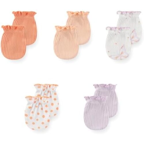 5 Pack Unisex New Born Boy Girls No Scratch Mittens Cotton Soft Baby Gloves Accessory 0-3 Months Infant Essentials