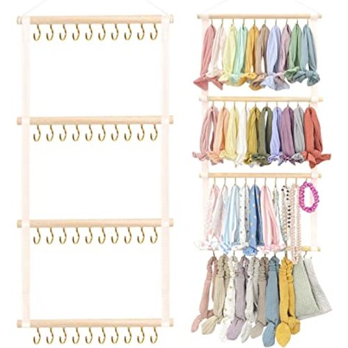 POVETIRE Headband Holder Head Bands Organizer for Girls, Baby Headbands Hair Accessories Organizer Storage Wall Hanging Decor for Nursery Toddler Girls Room