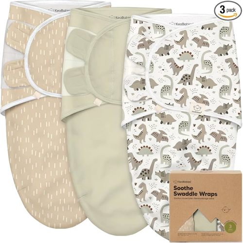 3-Pack Organic Baby Swaddle Sleep Sacks - Swaddles for Newborns, Infant 0-3 Months, Baby Girls, Boys, Soft & Snug Newborn Sleep Sack, Nursery Swaddling Blankets (Dino Ridge, OS)
