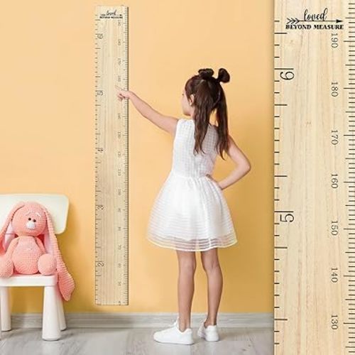 Eersida Wooden Ruler Growth Chart for Kids Nursery Wall Decor Boys Girls Height Chart Height Measurement for Wall Room Hanging Wall Decor (Classic Style)