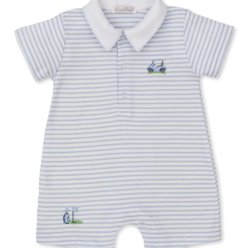 Fairway Foursome Blue Stripe Short Playsuit 3-6mo