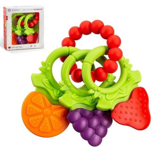 Baby Teething Toys for Newborns 0-6 Months, Color: 3 pack & ring