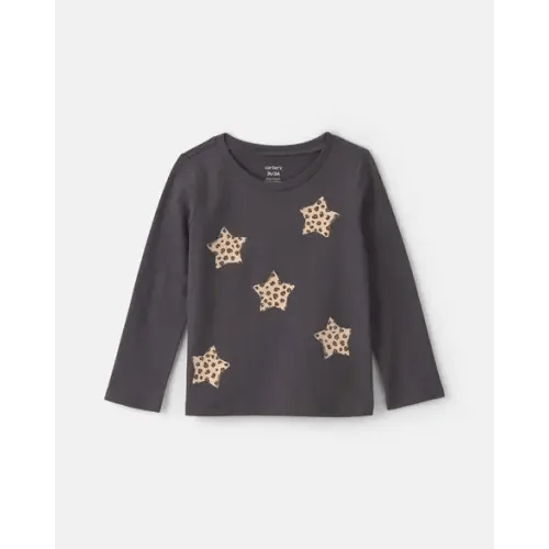 Toddler Girl Leopard Star Long-Sleeve Graphic Tee - Black | Carter's