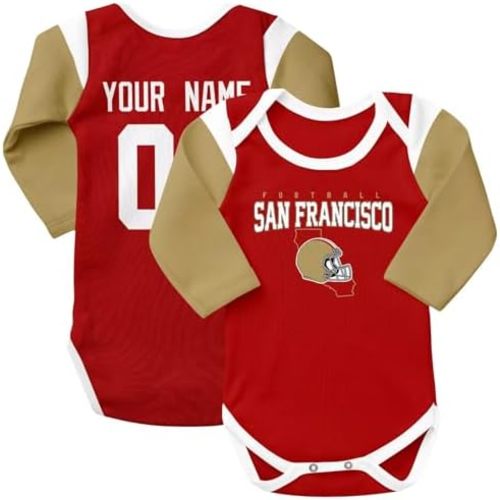 KREDE Baby Clothes Personalized Long Sleeves Bodysuit for Baby Boy and Girl Custom Name Number