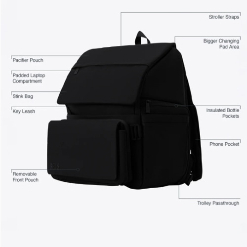 BÉIS 'The Ultimate Diaper Backpack' in Black - Best Backpack Diaper Bag in Black