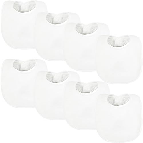 Tiny Twinkle 8 Pack Baby Food Bibs for Eating - Waterproof & Absorbent 6-12 Months Infant Bibs, OEKO-TEX Certified Drooling Bibs for Baby Led Weaning(White 8-Pack)