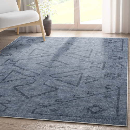 Well Woven Apollo Bottineau Vintage Southwestern Navy Blue Flatweave 5'3" x 7'3" Area Rug