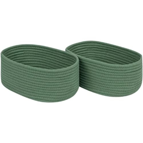CubesLand Cube Shelf Closet Storage Baskets Bins Set 2,Woven Basket for Organizing/Storage,Long-lasting &Skin-friendly Toy Storage Basket Bin,Stylish Room Decor Basket,Cotton Rope Basket Green