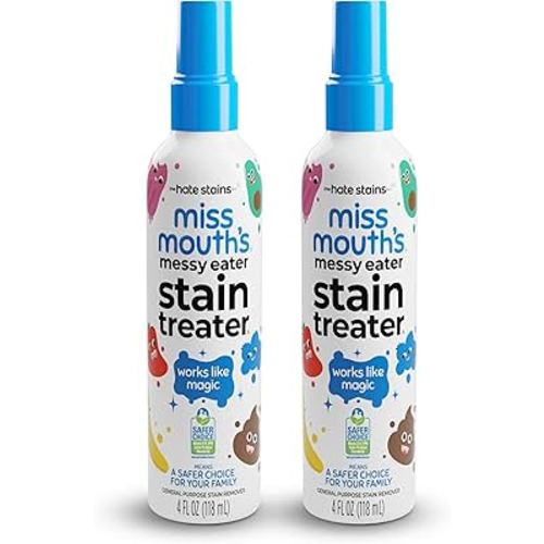 Miss Mouth's Messy Eater Stain Treater Spray - 4oz 2 Pack Stain Remover - Newborn & Baby Essentials - No Dry Cleaning Food, Grease, Coffee Off Laundry, Underwear, Fabric
